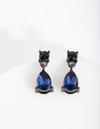 Midnight Blue Gunmetal Small Drop Earrings - link has visual effect only