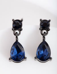 Midnight Blue Gunmetal Small Drop Earrings - link has visual effect only