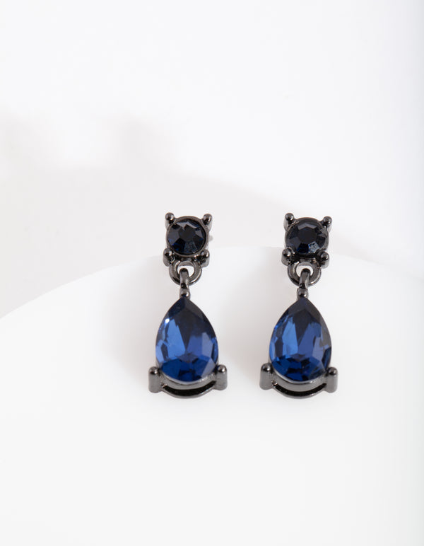 Midnight Blue Gunmetal Small Drop Earrings