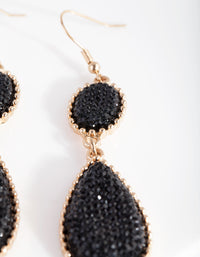 Black Gold Teardrop Jelly Earrings - link has visual effect only