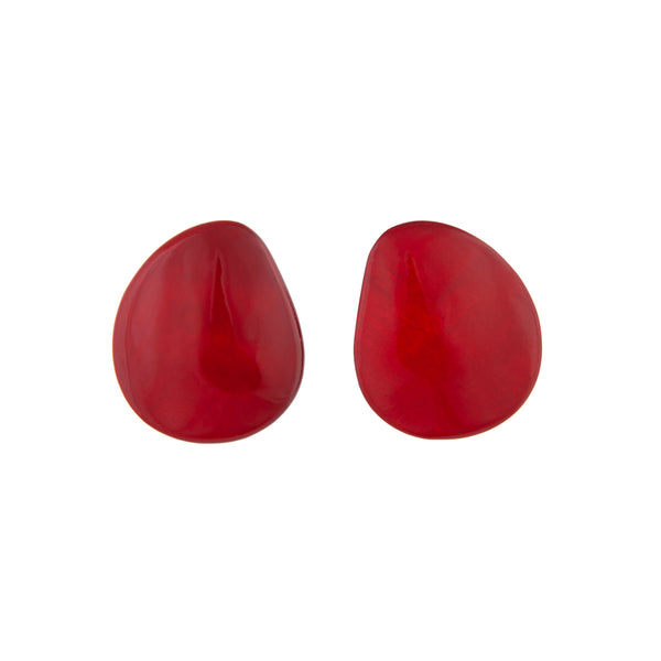 RED GLOSSED TEARDROP SHLL STUD Earrings