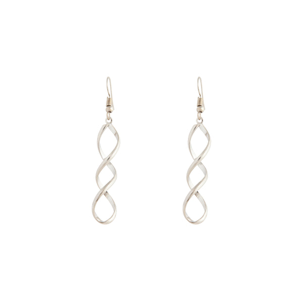 Silver Wave Drop Earrings