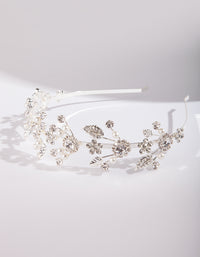 Silver Fine Floral Pearl Headband - link has visual effect only