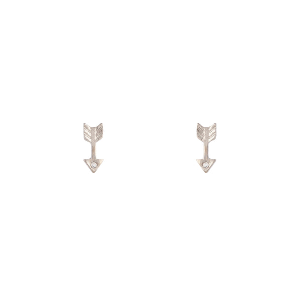 Rhodium Arrow Diamante Stud Earrings