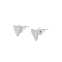 Rhodium Plain Flat Triangle Stud Earrings - link has visual effect only