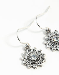 Antique Silver Sun Diamante Earrings - link has visual effect only