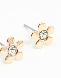 Gold Mini 70s Dia Flower Stud Earrings - link has visual effect only