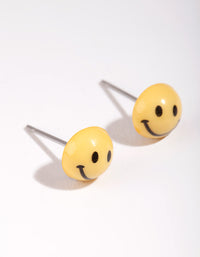 Yellow Mini Smiley Stud Earrings - link has visual effect only