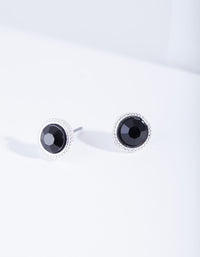 Black Round Stud Earrings - link has visual effect only