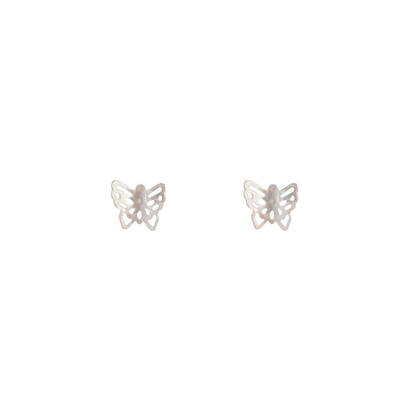 Silver Butterfly Filigree Stud Earrings