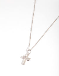 Sterling Silver Diamante Cross Pendant Necklace - link has visual effect only