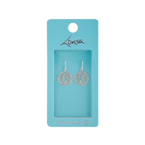 Sterling Silver Round Filigree Drop Earrings