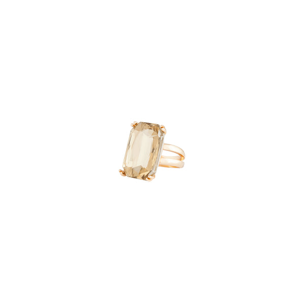 Gold Facet Stone Cushion Set Ring