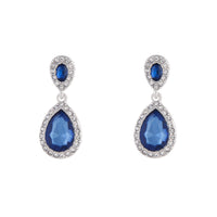 Midnight Blue Rhodium Jewel Round Drop Earrings - link has visual effect only