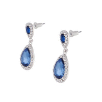 Midnight Blue Rhodium Jewel Round Drop Earrings - link has visual effect only