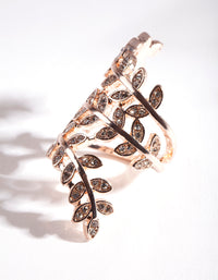 Rose Gold Crystal Leaf Wrap Ring - link has visual effect only