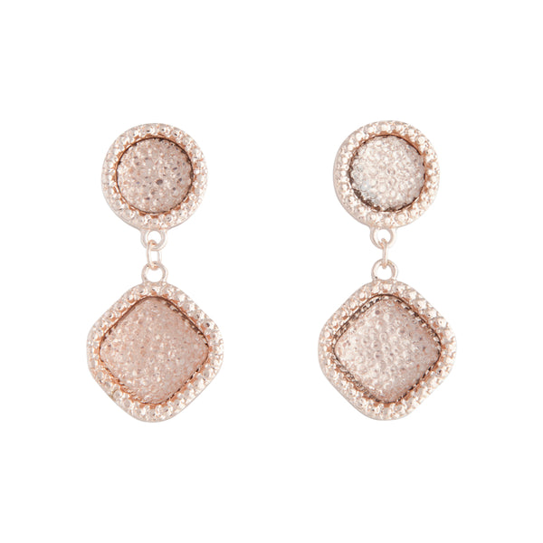 ROSE GOLD CIRCLE & SQUARE WITH JELLY TOT JEWEL Earrings