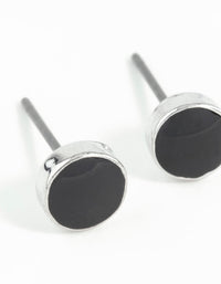 Rhodium Black Disc Earrings - link has visual effect only