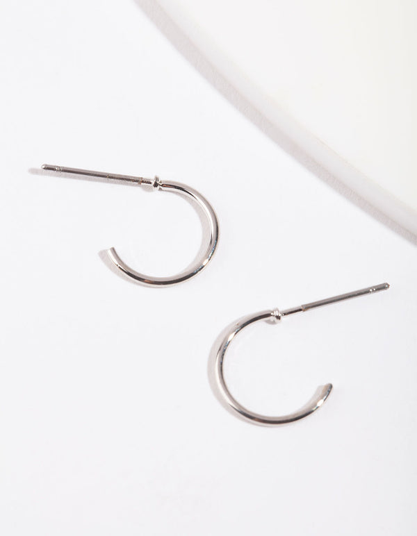 Rhodium Mini Hoop Earrings