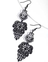 Black Large Filigree Drop Earrings - link has visual effect only