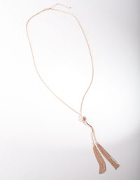 Rose Gold Lariat Knot & Tassel Necklace - link has visual effect only