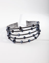 Midnight Blue Facet Bead Diamante Strand Cuff - link has visual effect only