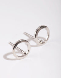 Rhodium Mini Open Circle Stud Earrings - link has visual effect only