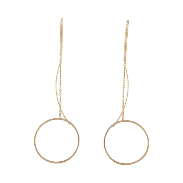 Circle Thread Drop Earrings In Gold