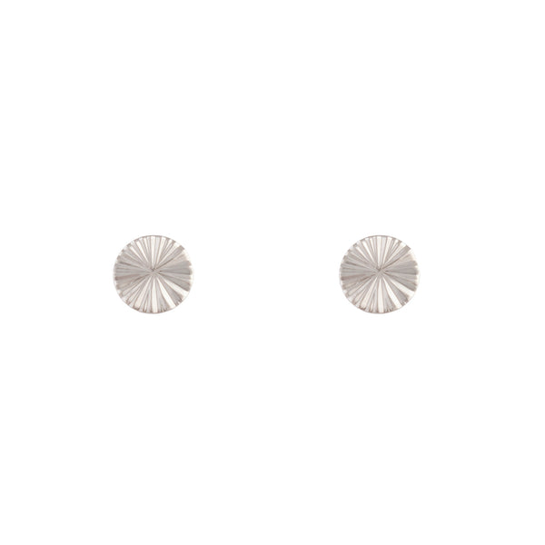 Rhodium Textured Wheel Stud Earrings