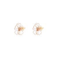 Gold Pearl Wired Flower Stud Earrings - link has visual effect only