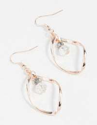 Rose Gold Twist Bead Drop Earrings - link has visual effect only