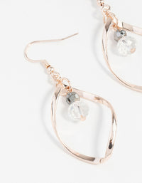 Rose Gold Twist Bead Drop Earrings - link has visual effect only