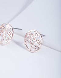 Rose Gold Tree Of Life Stud Earrings - link has visual effect only