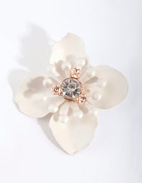 White Matte Metal Orchid Stud Earrings - link has visual effect only