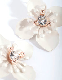 White Matte Metal Orchid Stud Earrings - link has visual effect only