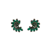 Green Faceted Gem Twist Flower Stud Earrings - link has visual effect only