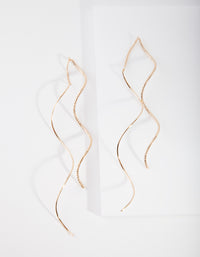 Gold Double Wave Thread-Through Earrings - link has visual effect only