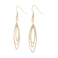 Gold Triple Diamond Cut Navette Drop Earrings - link has visual effect only