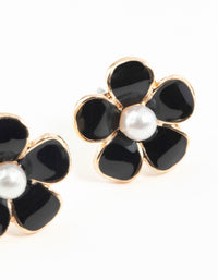 Black Daisy Stud Earrings - link has visual effect only