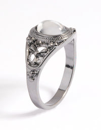 Gunmetal Vintage Stone Ring - link has visual effect only