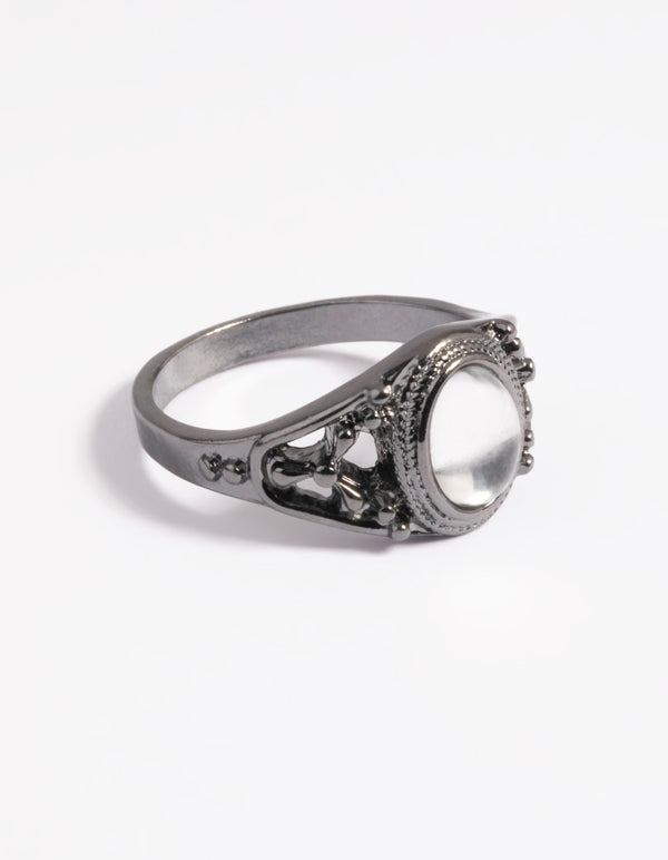 Gunmetal Vintage Stone Ring