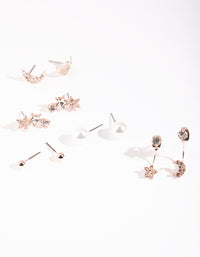 Rose Gold Celestial Pearl Stud Earring 5-Pack - link has visual effect only