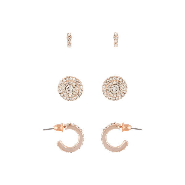 Rose Gold Detail Diamante Earring Pack