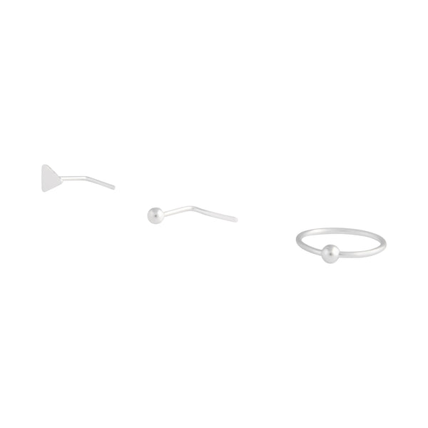 Sterling Silver Bead, Triangle & Nose Ring Pack