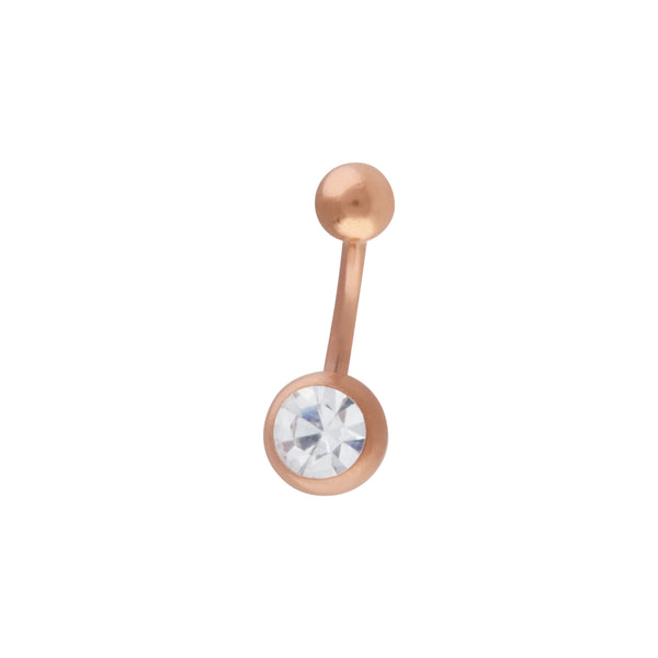 Rose Gold Diamante Belly Bar