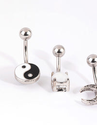 Surgical Steel Yin & Yang Belly Bar 4-Pack - link has visual effect only