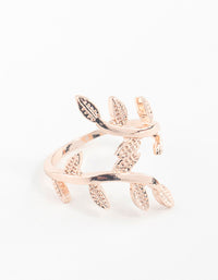 Rose Gold Leaf Double Band Ring - link has visual effect only