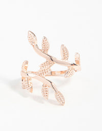 Rose Gold Leaf Double Band Ring - link has visual effect only