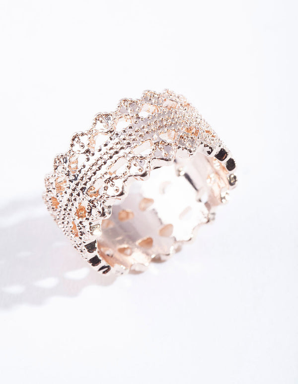 Rose Gold Lace Detail Ring