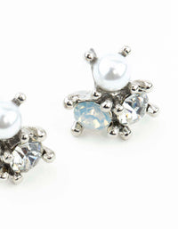 Rhodium Stone & Pearl Cluster Earrings - link has visual effect only